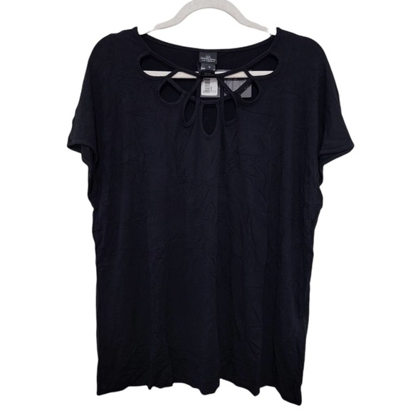 Madeleine Black Cutout Short Sleeve Top - NWT - Picture 1 of 8